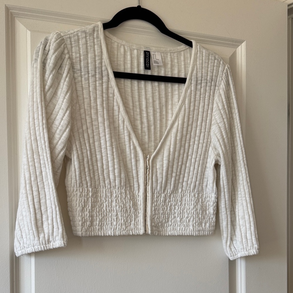 H&M White Ribbed Crop Top
